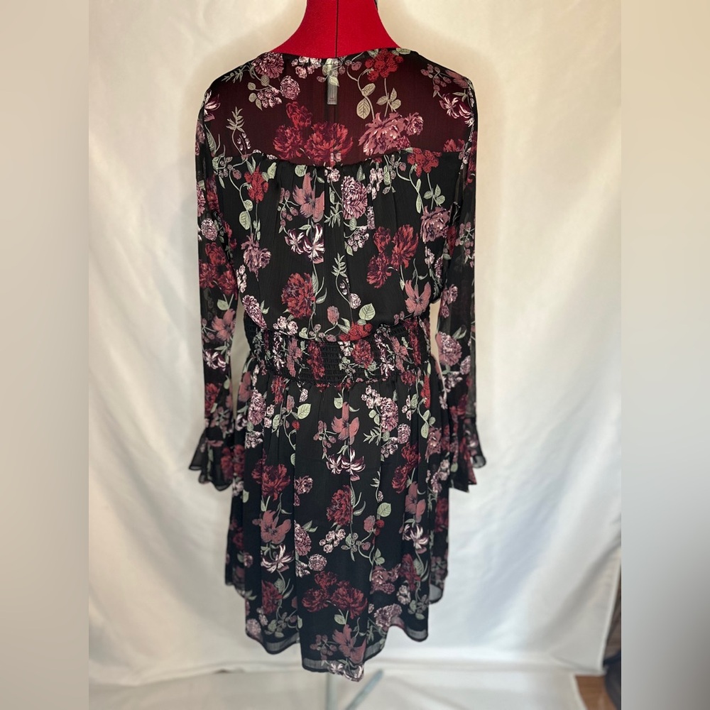 Floral Black and Red Women's Dress